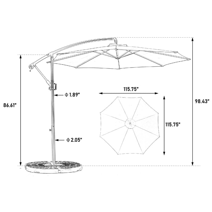 10ft Offset Hanging Market Patio Umbrella with Easy Tilt Adjustment