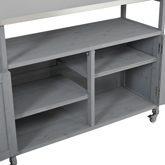 Foldable Outdoor Kitchen Island Patio Mobile Kitchen Cart