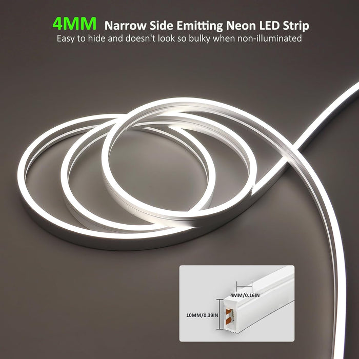 SLN01 Dotless COB Neon LED 16.4FT (5M) Strip Light DC24V 40-60W IP67 4x10mm, 10x10mm, 6x12mm Outdoor Rated Dimmable Low Voltage Silicone Strip Light