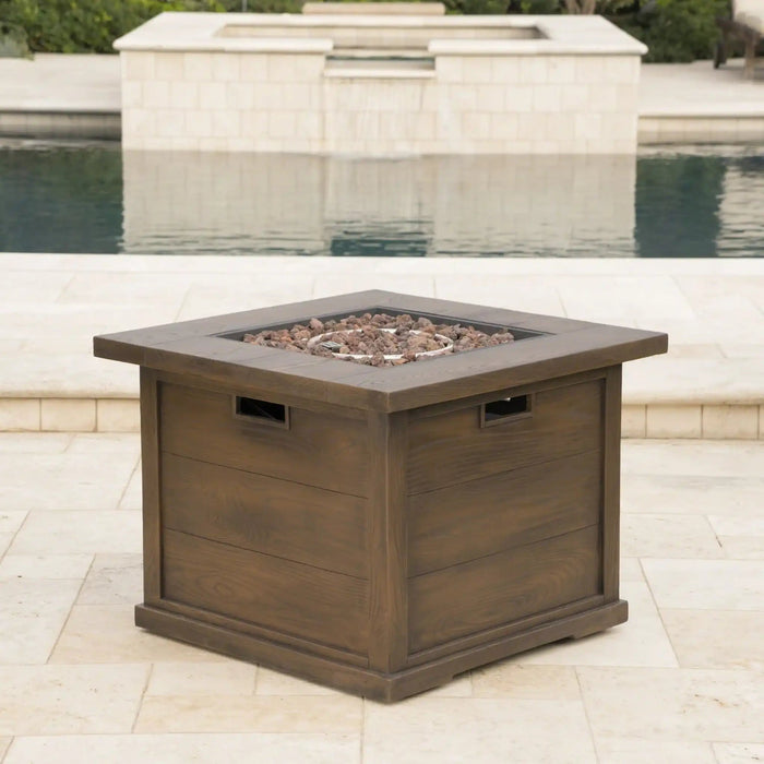 Outdoor Patio Square Gas Burning Fire Pit with Built-In Tank