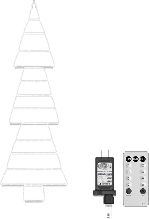 LED Christmas Lights Outdoor, 4.6ft Ladder Lights, Plug-in Christmas Tree Hanging Lights, Waterproof 8 Light Modes Christmas Decoration Lights for Indoor, Wall, Window, Garden - Warm White