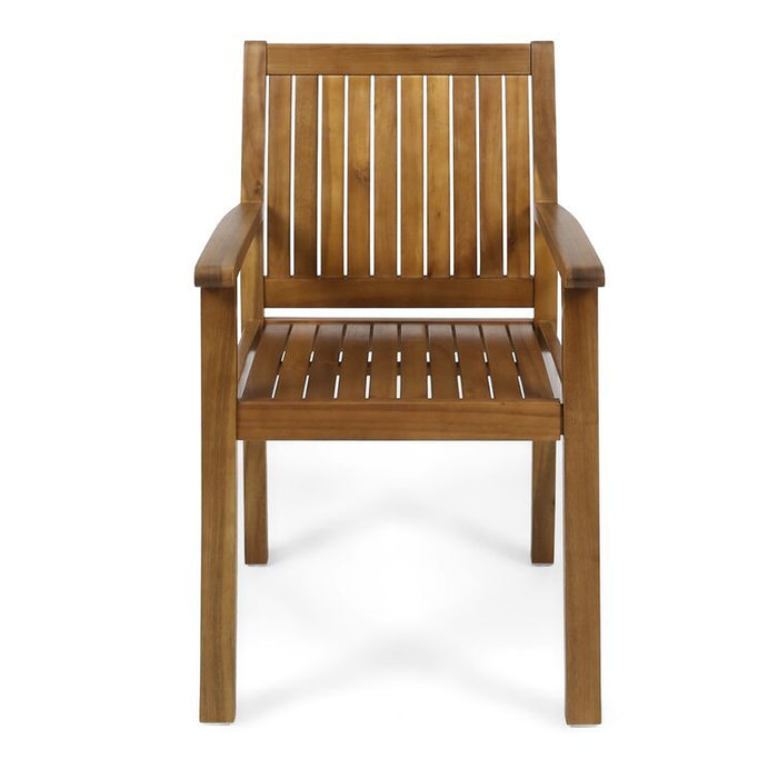 7 Pieces Acacia Wood Outdoor Dining Set with 6 Chairs