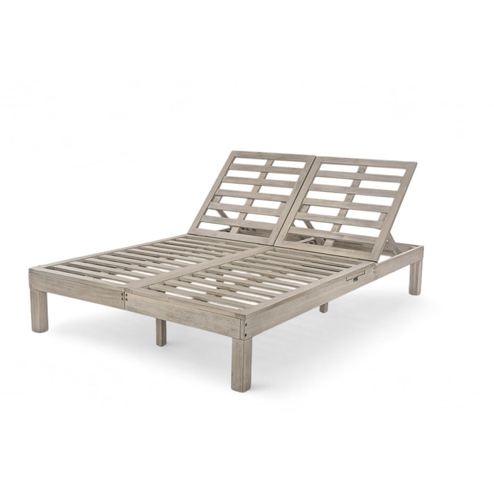 TREXM 5-Position Adjustable Backrest Double Chaise Lounge Outdoor