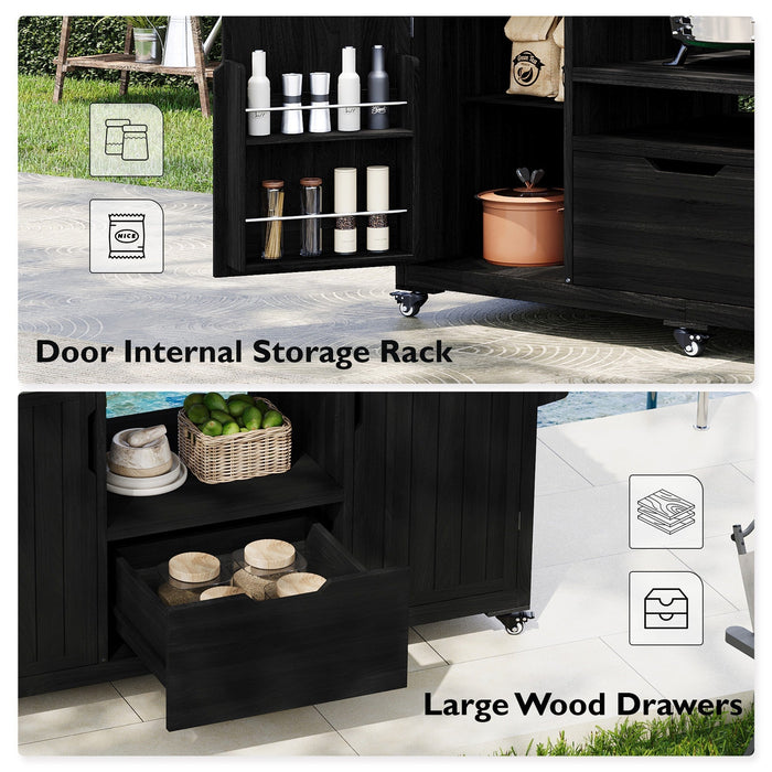 K&K 66.5' Outdoor Kitchen Island for Big Green Egg Grills