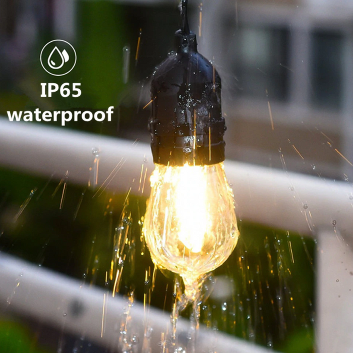 SL101 3000K Warm White LED Low Voltage Bistro String Lights 48 FT Outdoor Weatherproof 12V Edison Bulbs