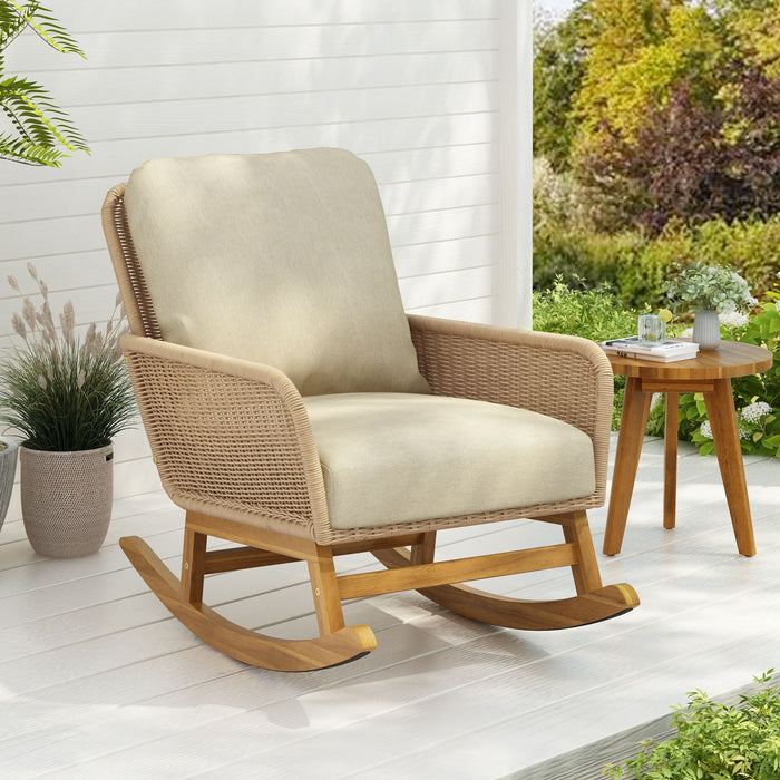 Minimalist Rocking Chir Contemporary Minimalist Wicker Rocking Chair With Soft Cushions ...