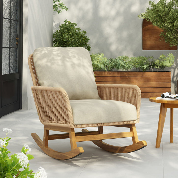Minimalist Rocking Chir Contemporary Minimalist Wicker Rocking Chair With Soft Cushions ...