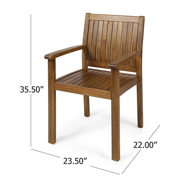 7 Pieces Acacia Wood Outdoor Dining Set with 6 Chairs