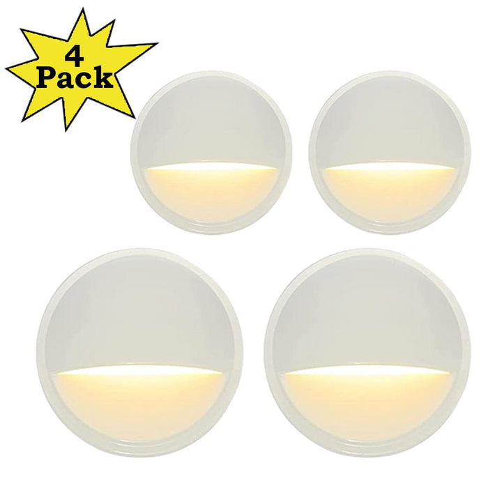 DLA02 4-Pack 2W Low Voltage 2700K Warm White Integrated LED Outdoor Half Moon Deck Lights Package, 12V LED Step Patio Landscape Lights