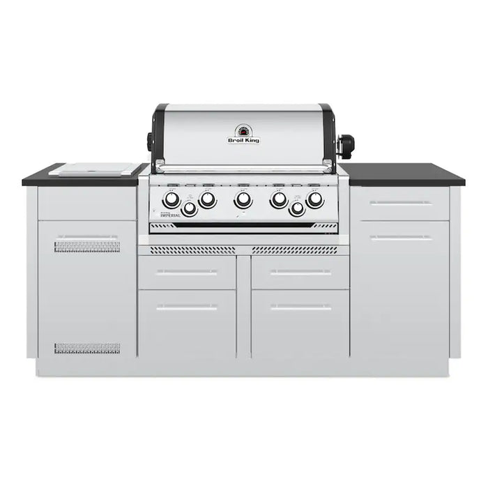 Broil King Imperial S590i LP Grill Island, w protective cover, grate lifter - Local Showroom