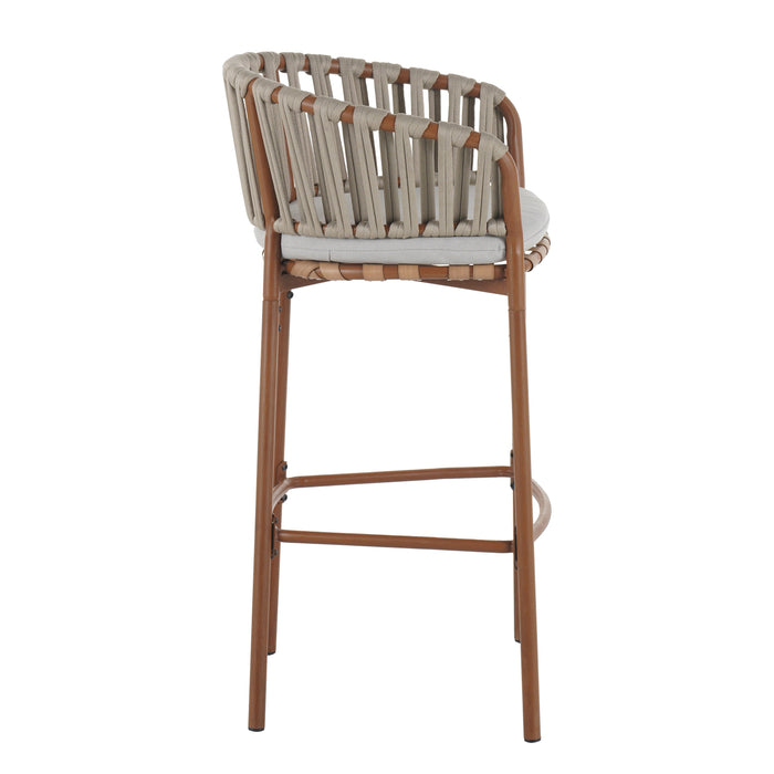 Lodi Outdoor Metal Rope Barstool Set of 2