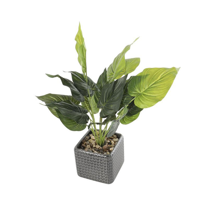 Green Faux Foliage Artificial Plant with Black Ceramic Pot