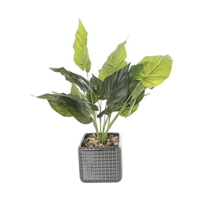 Green Faux Foliage Artificial Plant with Black Ceramic Pot