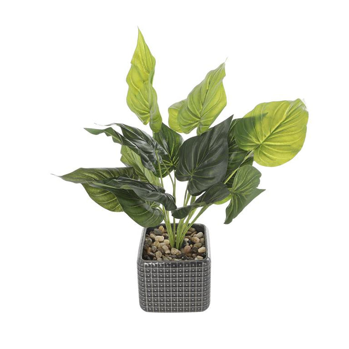 Green Faux Foliage Artificial Plant with Black Ceramic Pot