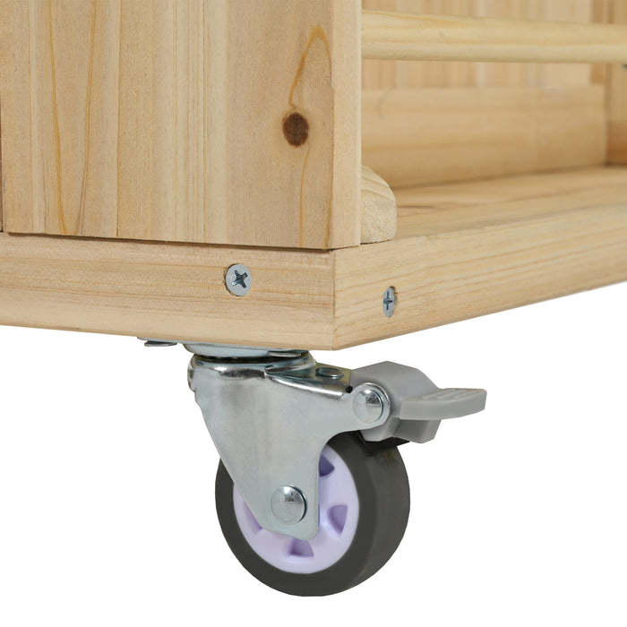 Outdoor Kitchen Island Fir Wood Kitchen Island with Stainless Steel Top