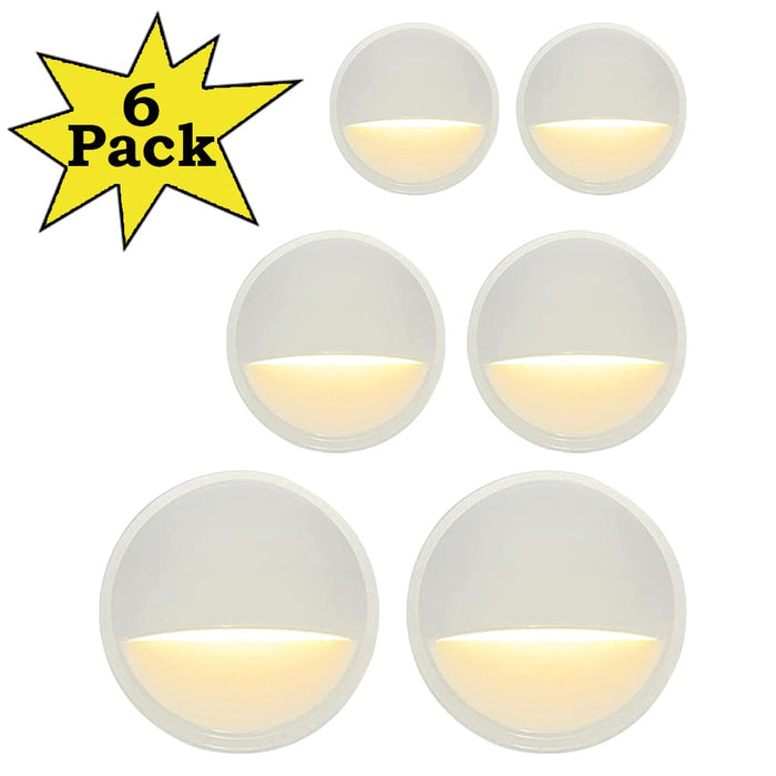 DLA02 6-Pack 2W Low Voltage 2700K Warm White Integrated LED Outdoor Half Moon Deck Lights Package, 12V LED Step Patio Landscape Lights