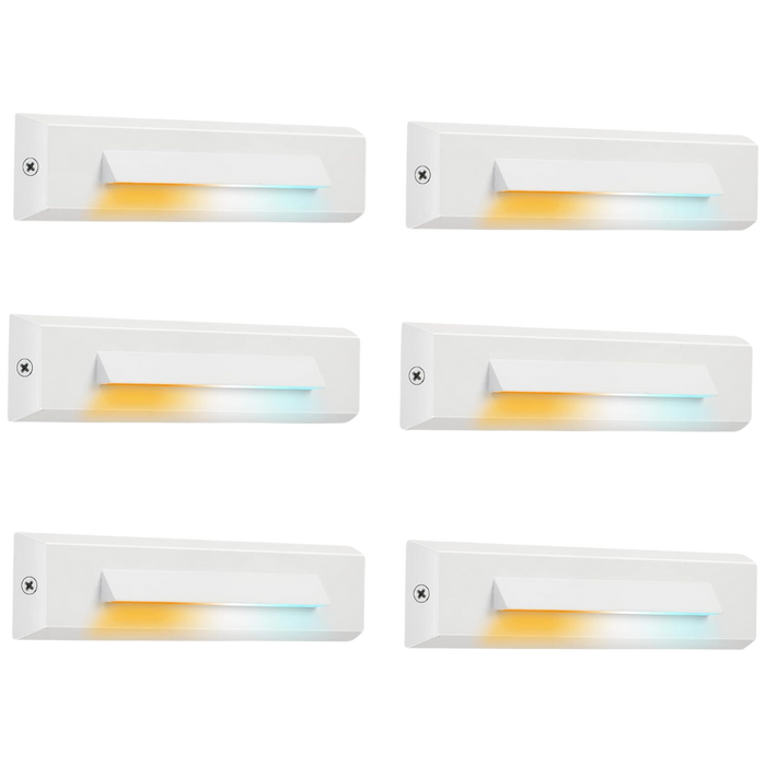 STLA07 6 Pack Low Voltage 3CCT 2700K/4000K/6000K LED Step Lights Outdoor, 2.5W Accent Lighting Fixtures