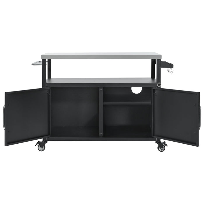 K&K 54.5 Inch Outdoor Kitchen Island with Stainless Steel Tabletop