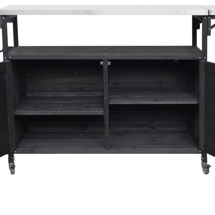 Foldable Outdoor Kitchen Island Patio Mobile Kitchen Cart