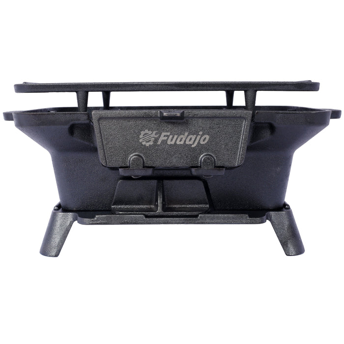 Oval Cast Iron Grill Outdoor Portable Charcoal Tabletop Skillet