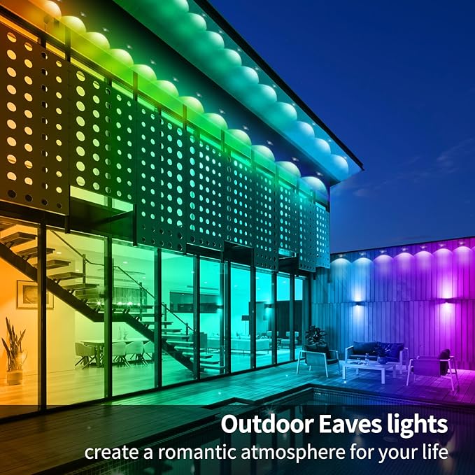 Permanent Outdoor Lights,100ft RGB Eave Light with App Control Remote,IP67 Waterproof LED Lights,Music Sync Outside Light for House,Halloween,Roof,Garden,Christmas,Holiday Decoration