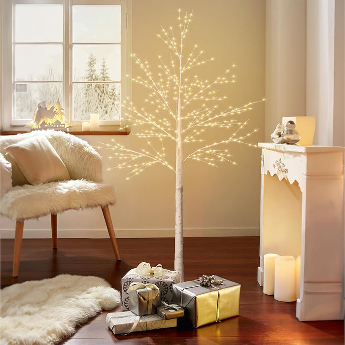 6ft Lighted Indoor & Outdoor Birch Tree