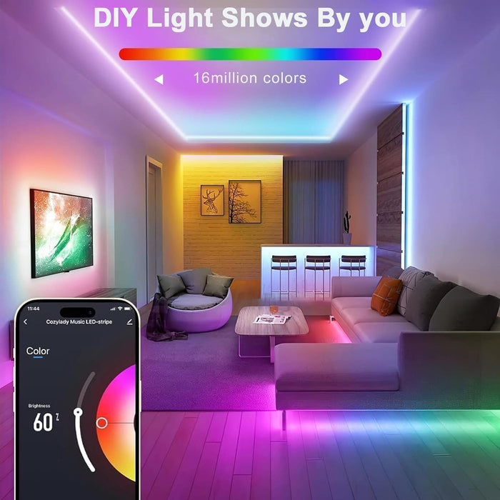 SLNR01 Dotless COB 2.2W/ft 6mmx12mm Smart Bluetooth RGB Neon LED Strip Light DC12V 36W IP65 Outdoor Rated Dimmable Low Voltage Silicone Rope Light with Mounting Clips and Screws