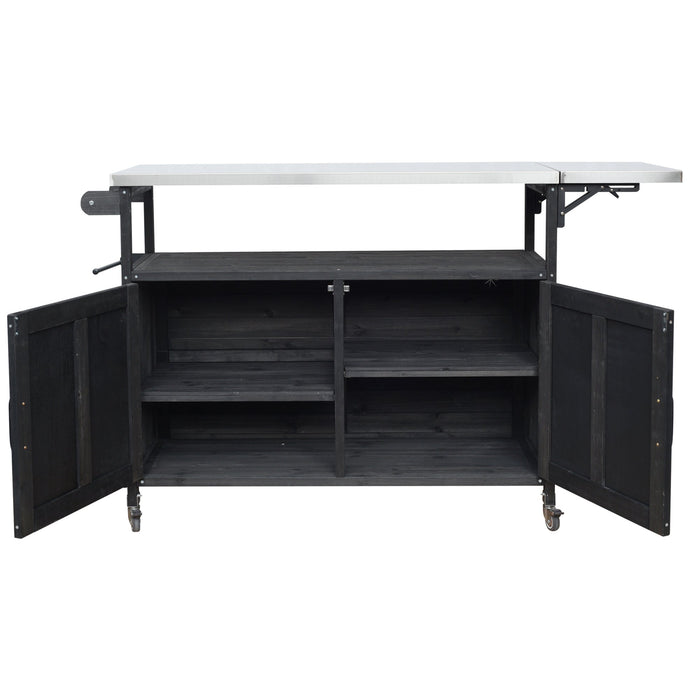 Foldable Outdoor Kitchen Island Patio Mobile Kitchen Cart