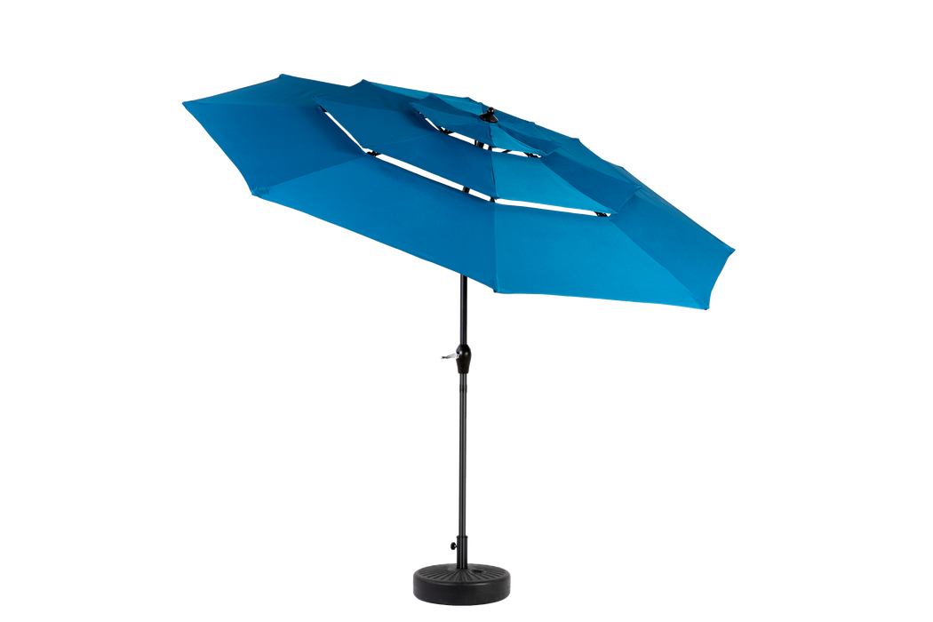 Aluminium 10ft 3 Tier Auto-tilt Outdoor Patio Umbrella - Dark Blue
