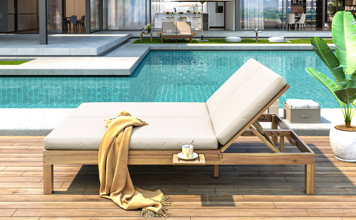 TREXM 5-Position Adjustable Backrest Double Chaise Lounge Outdoor