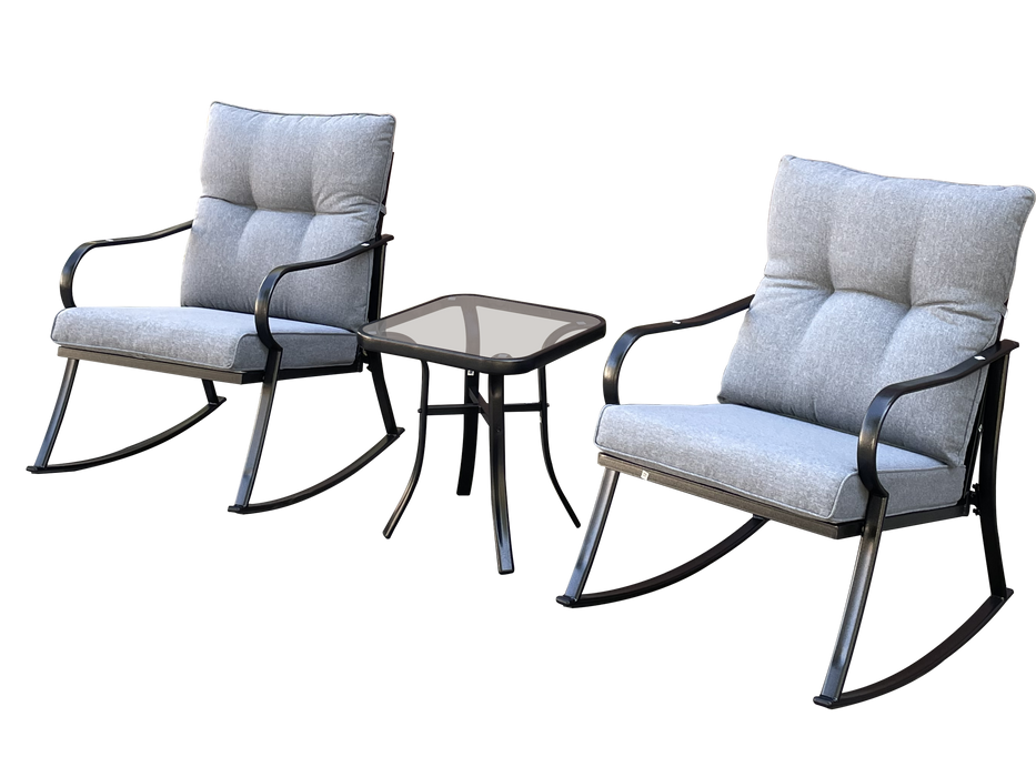 Rocker Set Chair and Teapoy Medium Grey