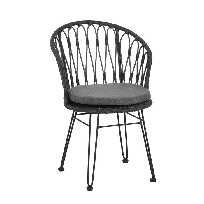 7 PCS Outdoor Dining Set with Acacia Wood Table and Rattan Chairs