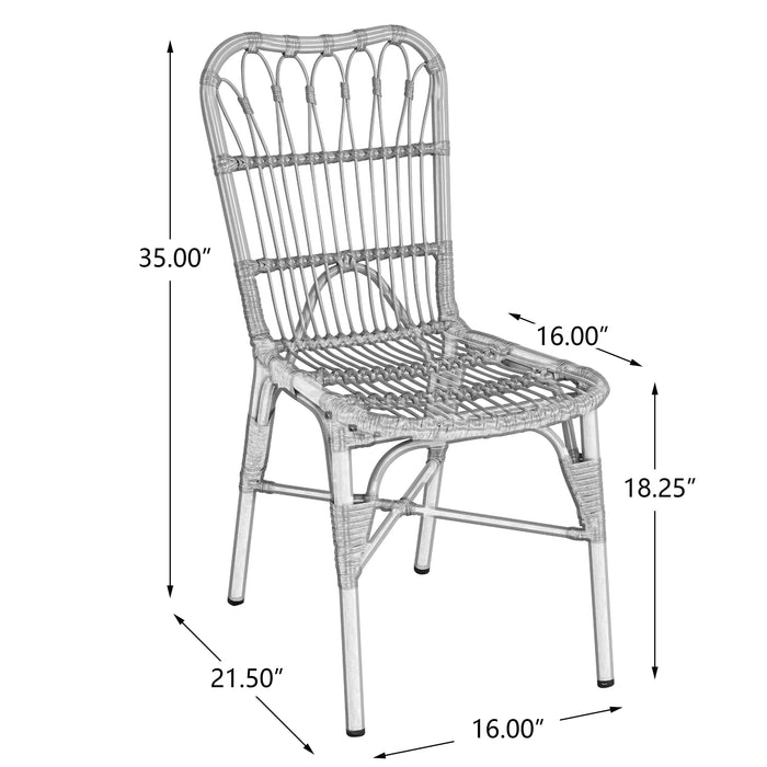 7 PCS Outdoor Dining Set for 6 with Acacia Wood Top & Rattan Chairs