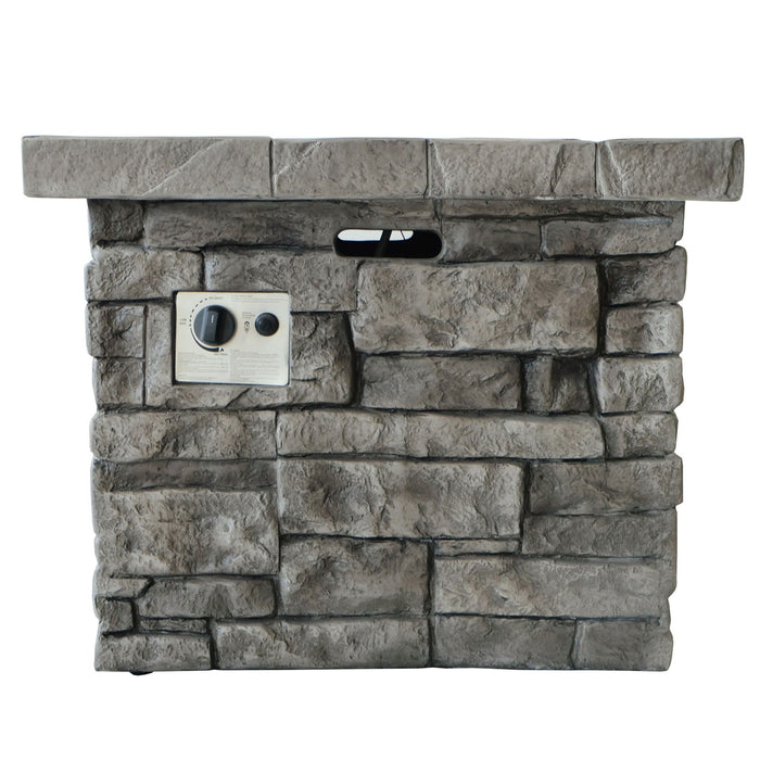 Outdoor Square Propane Fire Pit 40,000 BTU - Gray