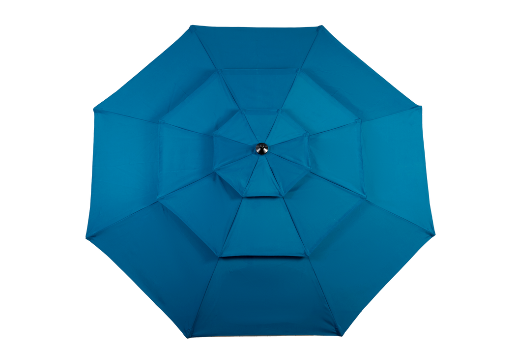 Aluminium 10ft 3 Tier Auto-tilt Outdoor Patio Umbrella - Dark Blue