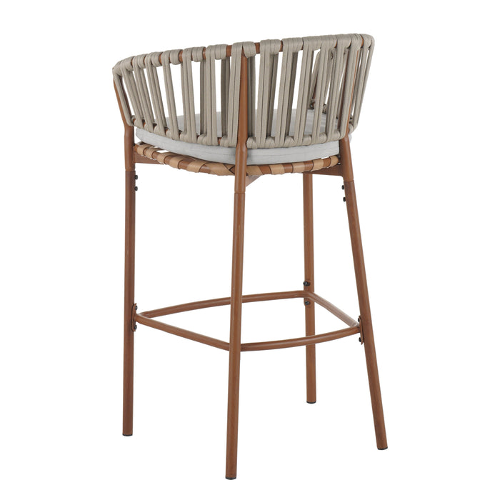 Lodi Outdoor Metal Rope Barstool Set of 2