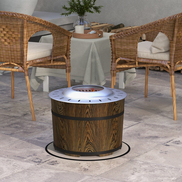 Smokeless Fire Pit with Fireproof Mat - 20.5' Barrel Style Portable Wood Burning Firepit