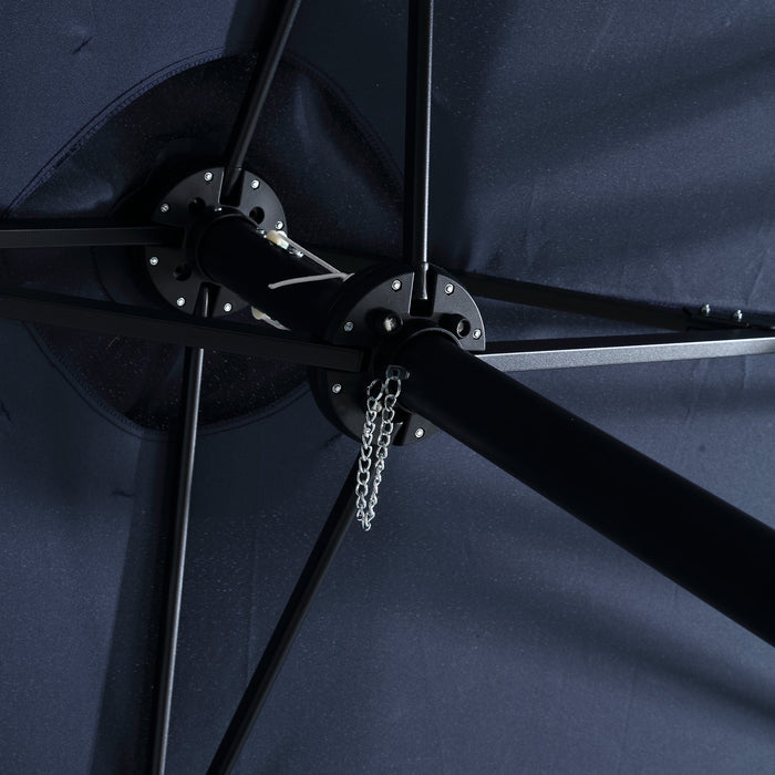14.8 Ft Double Sided Outdoor Umbrella Rectangular Large with Crank (Navy Blue) (No Base)