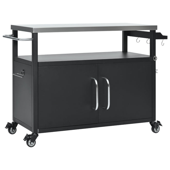 K&K 54.5 Inch Outdoor Kitchen Island with Stainless Steel Tabletop