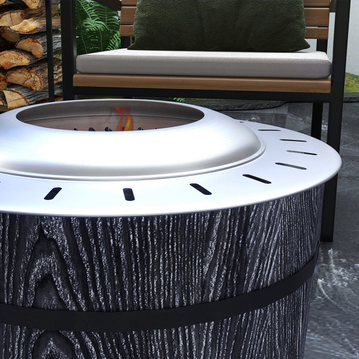 Smokeless Fire Pit with Fireproof Mat, 20' Barrel Style Portable Wood Burning Firepit