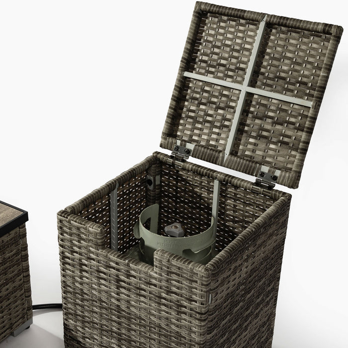 32' Propane Gas Fire Pit Table with Wicker Base and Propane Tank Cover