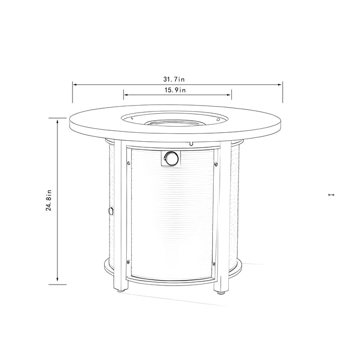32" Propane Gas Fire Pit Table, 50000 BTU - Black Steel