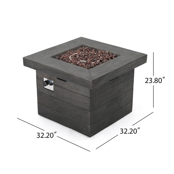 Anchorage Wood Square Fire Pit 40,000 BTU - Gray