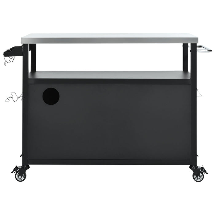 K&K 54.5 Inch Outdoor Kitchen Island with Stainless Steel Tabletop