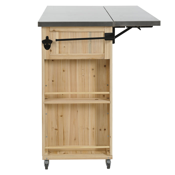 Outdoor Kitchen Island Fir Wood Kitchen Island with Stainless Steel Top