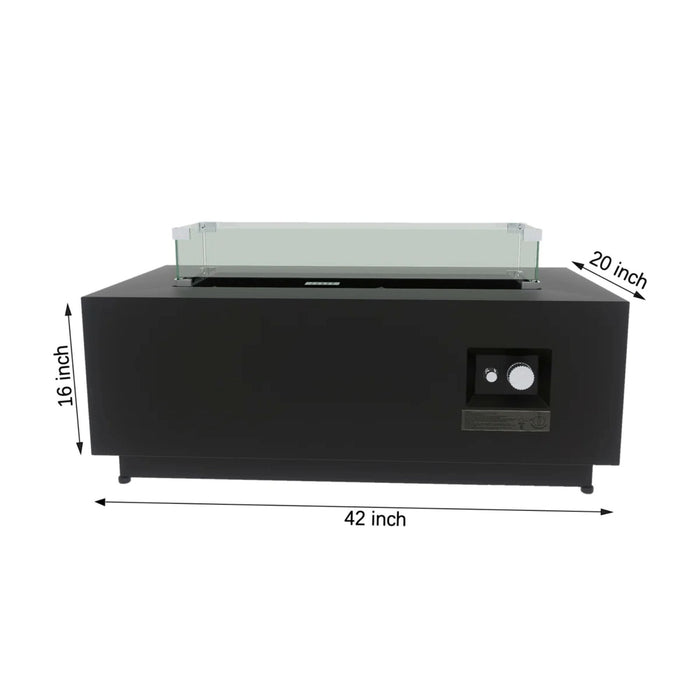 Modern Steel Outdoor Fire Pit Table with Lid, Black, 16 H x 42 W