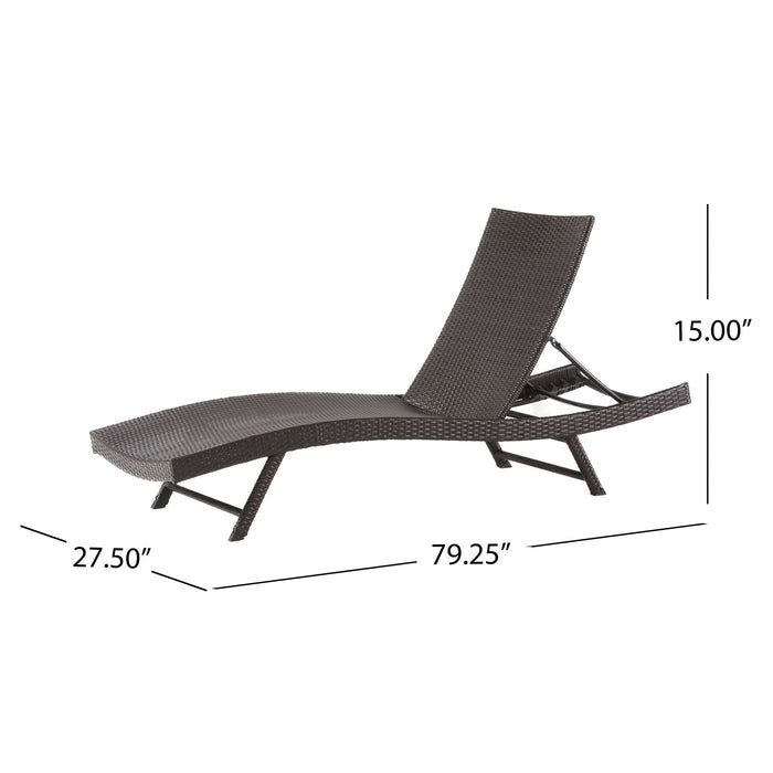Kauai - Modern Style PE Wicker Chaise Lounge - Brown Multi