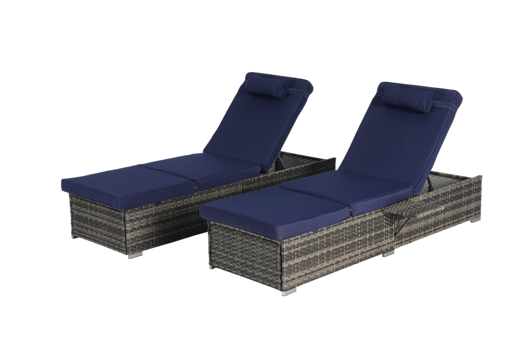 Outdoor Chaise Lounge Chair Set of 2 with Storage