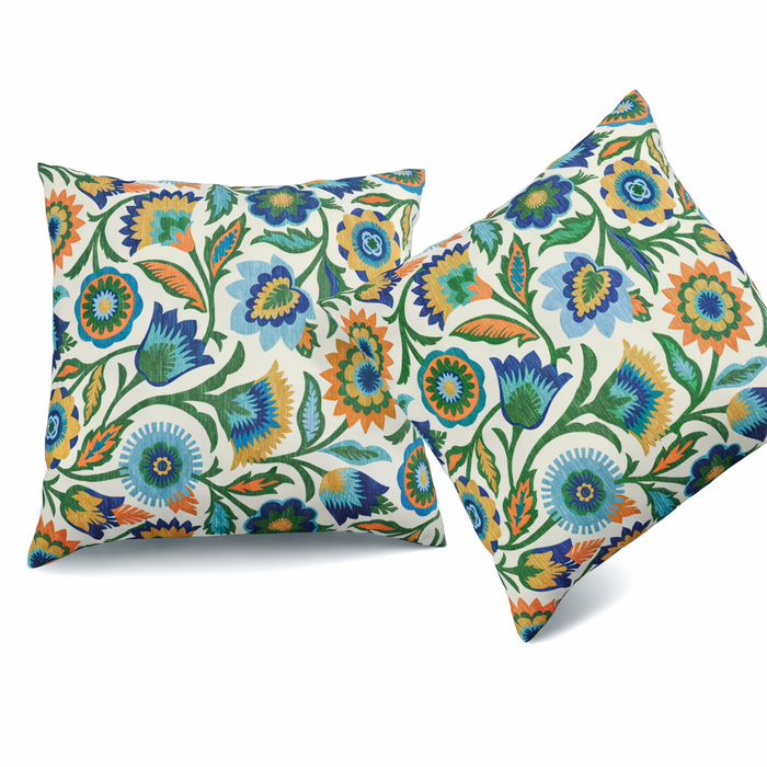 2 Pack Outdoor Throw Pillows - Vintage Floral, 18x18 Inch