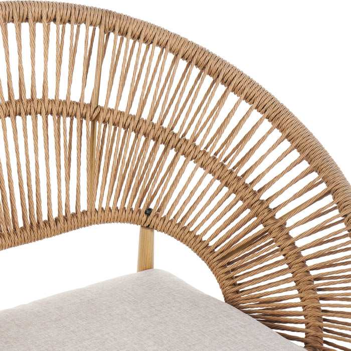 Cyril Outdoor Wicker Papasan Style Dining Chair with Teak Finished Legs - Set of 2